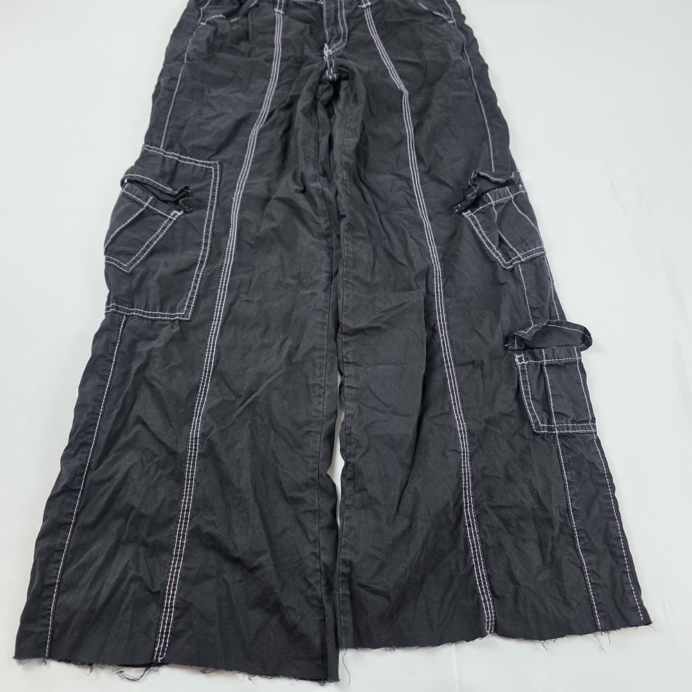 BDG Y2K Cargo Pants Womens XS Black Wide Leg Elastic Waist Utility Pockets - Picture 2 of 14